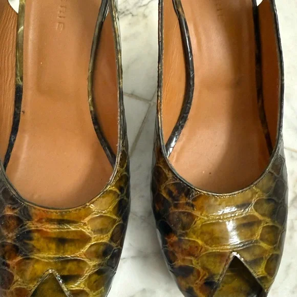 Robert Clergerie Snake Skin Platform Slingbacks - Picture 3 of 4